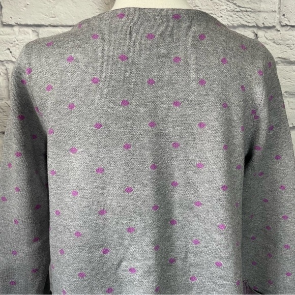 Cynthia Rowley Purple And Grey Polka Dot 3/4 Sleeve Heavy Sweater Size Medium - Picture 6 of 8